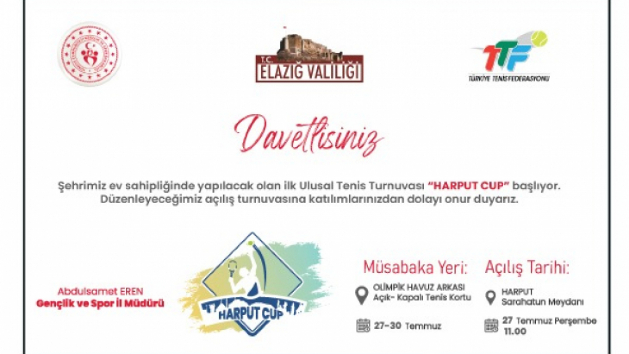 Elazığ'da Harput Cup Tenis Turnuvası Başlıyor